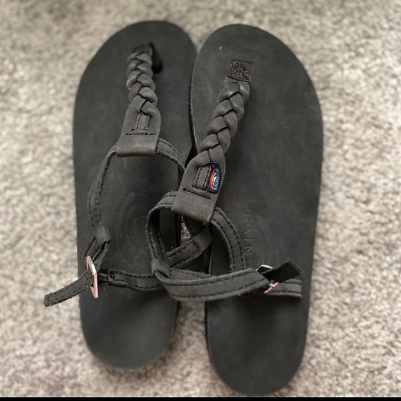 black braided flip flop sandals from rainbow brand - Picture 1 of 1